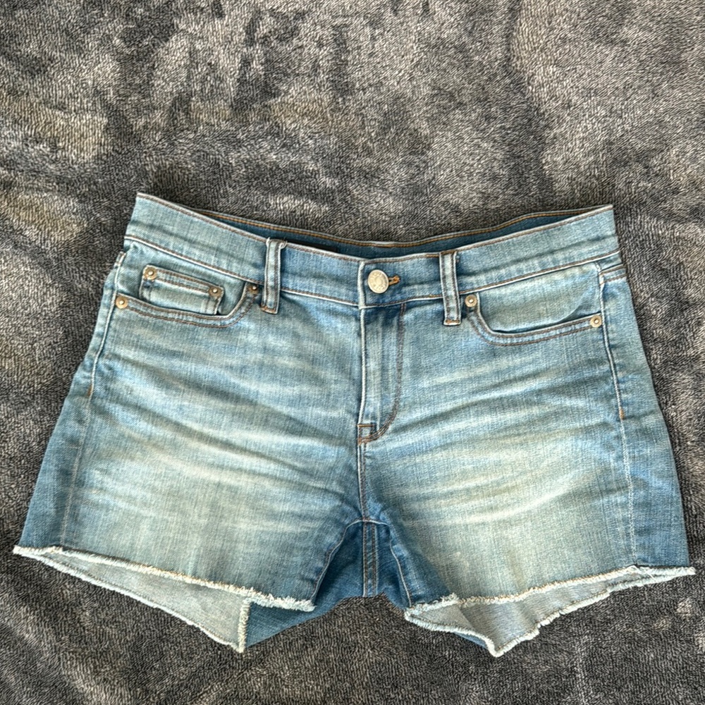 J. Crew Blue Jean Shorts with Distressed Raw-Edge Hems